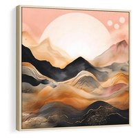 Obraz w ramie 80x80 - Grafika Zachodu - nowoczesna grafika, odcienie pastelowe - rama drewno