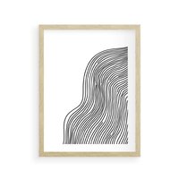 Plakat w ramie 50x70 - Refrakcje Przestrzeni - mnimalistyczna forma, czarne linie - rama drewno