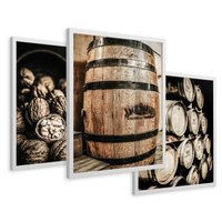 Zestaw obrazy w ramie 40x50 galeria - Wino, w, beczkach, kuchnia, restauracja - rama biała