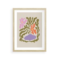 Plakat w ramie 40x50 - Kolorowe Echa - kwiaty, abstrakcja - rama drewno