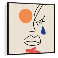 Obraz w ramie 50x50 - Impresje Plam - abstrakcyjny obraz, przypomina twarz - rama czarna