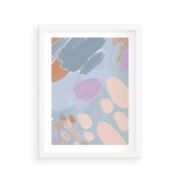 Plakat w ramie 50x70 - Migocące Pastelowe Spektrum - abstrakcyjne akwarelowe plamy, pastele - rama biała