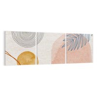 Obraz na płótnie 120x40 - Liście i Geometrie - nowoczesny, akwarelowe plamy