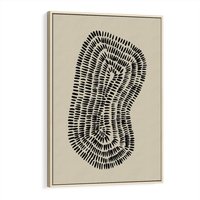 Obraz w ramie 80x120 - Nowoczesne Odbicia Wnętrza - boho plakat, czarne kropki kreski - rama drewno