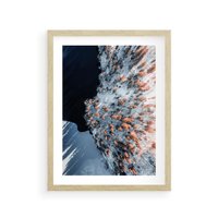 Plakat w ramie 40x50 - Lot Ptaka - zima, zimowy krajobraz - rama drewno