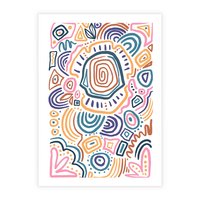 Plakat bez ramy 50x70 - Strukturalne Odbicia Boho - kolorowe etniczne wzory, tęczowe żywe kolory