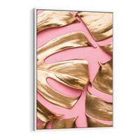 Obraz w ramie 80x120 - Przyjemność w Naturze - złote, liście - rama biała