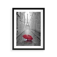 Plakat w ramie 30x40 - Kolorowy parasol w Paryżu - Paryż, parasol - rama czarna
