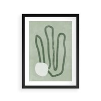 Plakat w ramie 50x70 - Spokojne Kształty Natury - zielona abstrakcja, zgaszona zieleń - rama czarna