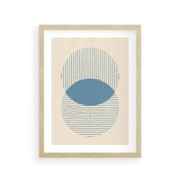 Plakat w ramie 40x50 - Wnętrza Refleksji - geometryczne kształty, koła - rama drewno
