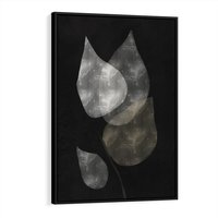 Obraz w ramie 50x70 - Mroczne Złudzenia - abstrakcyjne liście, mroczna atmosfera - rama czarna