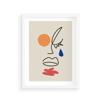 Plakat w ramie 30x40 - Impresje Plam - abstrakcyjny obraz, przypomina twarz - rama biała