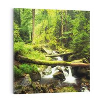 Obraz na płótnie 50x50 - Magiczny Strumień w Lesie - strumień, las
