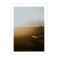 Plakat bez ramy 30x40 - Mglisty zachód słońca na ławeczce - mgła, zachód