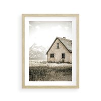 Plakat w ramie 40x50 - Ciepła Atmosfera - dom, stary dom w górach - rama drewno