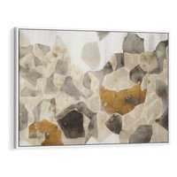 Obraz w ramie 70x50 - Nowoczesne Złoto i Szarość - plamy, złoto - rama biała