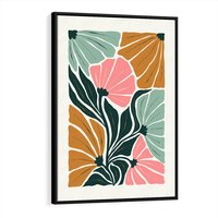 Obraz w ramie 50x70 - Rozplątane Myśli - abstrakcyjna kompozycja, pastelowe kwiaty - rama czarna