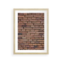 Plakat w ramie 30x40 - Mur cegieł: industrialny urok - cegły, mur - rama drewno