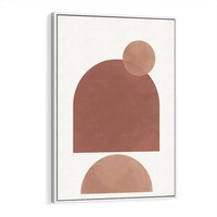 Obraz w ramie 80x120 - Rozkwitające Odbicia - abstrakcyjne geometryczne kształty, odcienie brązu i beżu - rama biała