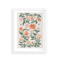 Plakat w ramie 40x50 - Kwiatowe Odbicia - kwiaty polne, plakat - rama biała