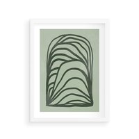 Plakat w ramie 30x40 - Zielonkawy Uścisk Natury - abstrakcyjny zielony motyw, skandynawski design - rama biała