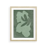Plakat w ramie 50x70 - Kształty Zieleni - abstrakcyjny kształt, zielony plakat - rama drewno