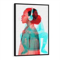 Obraz w ramie 50x70 - Rytmy Wspomnień - kolaż zdjęć, kobieta - rama czarna