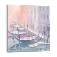 Obraz na płótnie 80x80 - Romantyczne Zachody - akwarelowy rysunek, stonowane pastelowe kolory