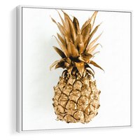 Obraz w ramie 50x50 - Ekskluzywny Akcent - złoty, ananas - rama biała