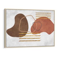 Obraz w ramie 70x50 - Odbicie światła serca - abstrakcyjne rozlane plamy, boho styl - rama drewno