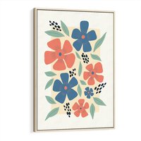 Obraz w ramie 80x120 - Kolorowe liście tęsknot - minimalistyczny plakat, grafika - rama drewno