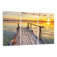 Obraz na płótnie 120x80 - Spokojny pomost nad jeziorem - pomost, jezioro