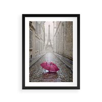 Plakat w ramie 30x40 - Francuska elegancja pod parasolem - Francja, parasol - rama czarna