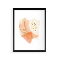 Plakat w ramie 30x40 - Rozkwitające Odbicia Form - abstrakcyjne akwarelowe plamy, minimalizm - rama czarna