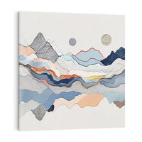 Obraz na płótnie 80x80 - Dynamiczne Góry - akwarelowe graficzne góry, krajobraz