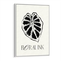 Obraz w ramie 70x100 - Zapisane na liściach wspomnienia - liść, czarny kontur na jasnym tle - rama biała