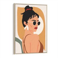 Obraz w ramie 80x120 - Kobieca Przenikliwość - nowoczesny plakat, styl retro - rama drewno