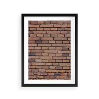 Plakat w ramie 30x40 - Mur cegieł: industrialny urok - cegły, mur - rama czarna