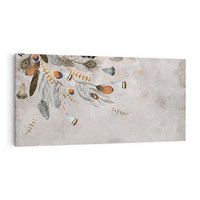 Obraz na płótnie 100x50 - Sploty losu na płótnie - kompozycja boho piór, indiańskie pióra