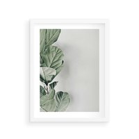 Plakat w ramie 50x70 - Minimalistyczna Harmonia: Zieleń Liści - zieone liście, kompozycja - rama biała