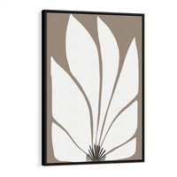 Obraz w ramie 50x70 - Ekspresyjne Kontury - abstrakcyjny kwiat, beże i brązy - rama czarna