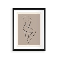 Plakat w ramie 50x70 - Zanikająca Wyobraźnia - mnimalistyczny akt, beżowa tonacja - rama czarna
