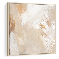 Obraz w ramie 80x80 - Elegancja w Złocistym Chaosie - złoto beż, abstrakcja - rama drewno