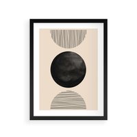 Plakat w ramie 50x70 - Minimalizm w Kształtach - geometryczny graficzny obraz, czarne koło - rama czarna