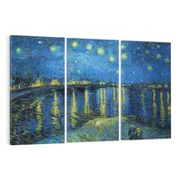 Obraz na płótnie 120x80 - "Starry Night Over the Rhone" (1888) Vincent van Gogh - Reprodukcja - reprodukcja, obraz na płótnie