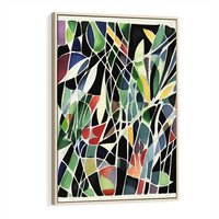 Obraz w ramie 50x70 - Taniec Plam i Kształtów - abstrakcyjny akwarelowy obraz, plamy - rama drewno