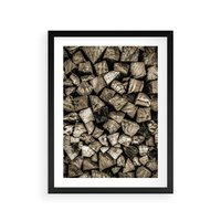 Plakat w ramie 30x40 - Piękno Drewna - belki drewna, drewno - rama czarna