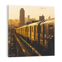 Obraz na płótnie 70x70 - Podróż Podziemna: Pociąg i Metro - pociąg, metro