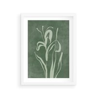 Plakat w ramie 30x40 - Zielony Oddech - zielona abstrakcja, zgaszona zieleń - rama biała