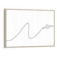 Obraz w ramie 70x50 - Ptasia Linia - ptak, jaskółka - rama drewno